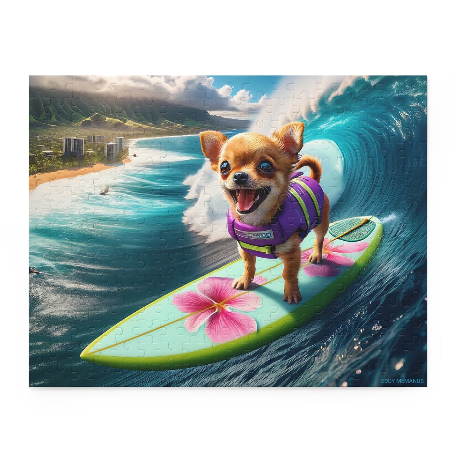 Surf Pups! Surfing Chihuahua Puppy Puzzle 1 - (120, 252, 500-Piece)