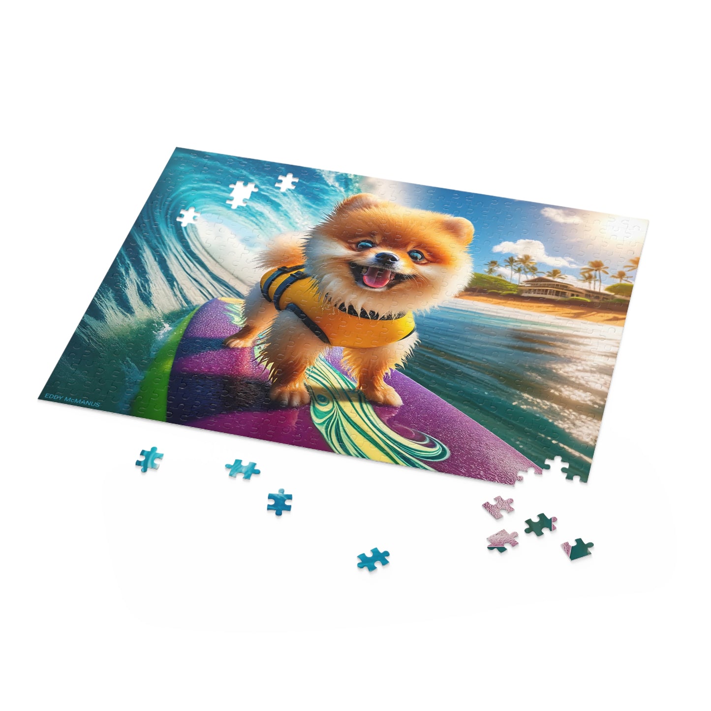 Surf Pups! Surfing Pomeranian Puppy Puzzle 5 - (120, 252, 500-Piece)