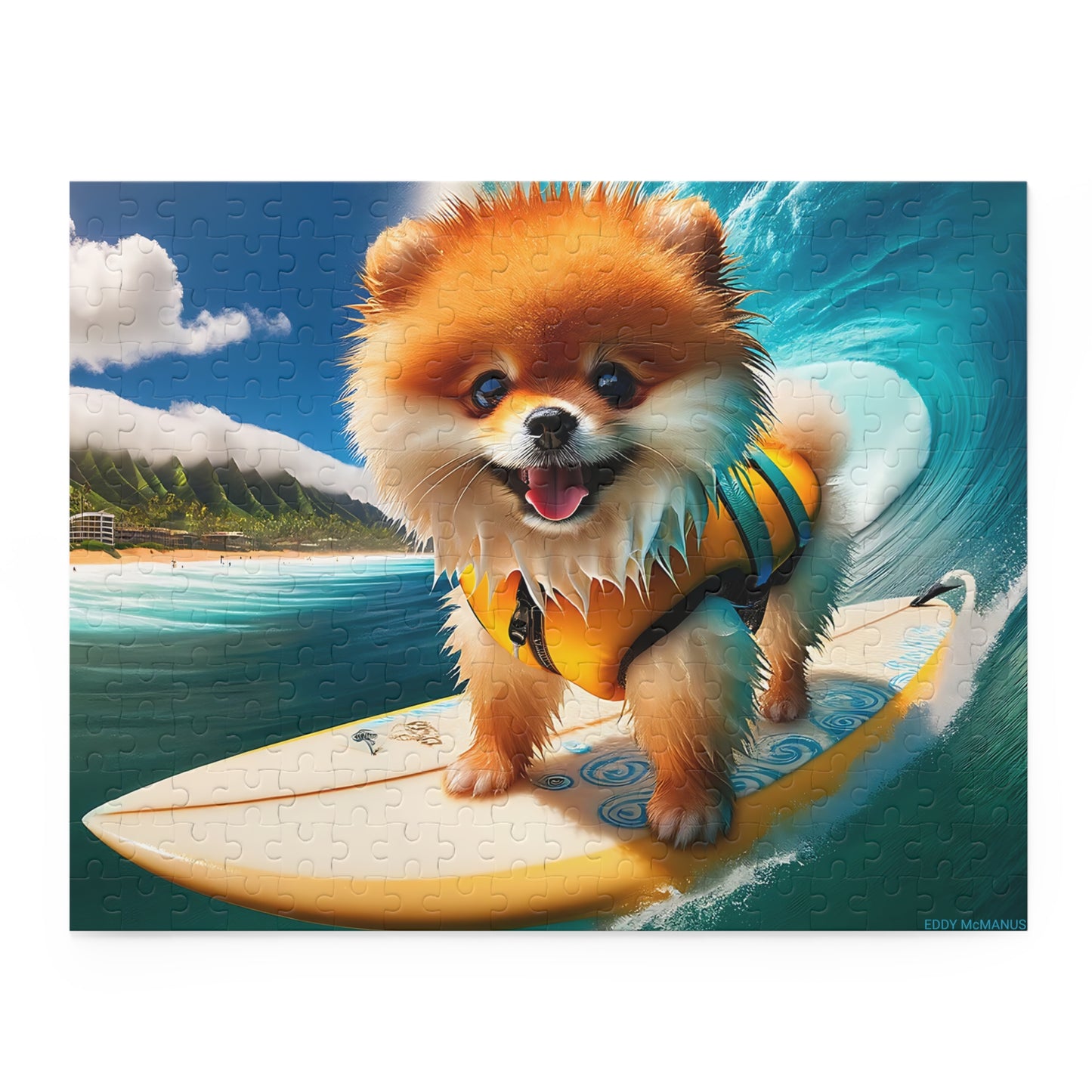 Surf Pups! Surfing Pomeranian Puppy Puzzle 9 - (120, 252, 500-Piece)