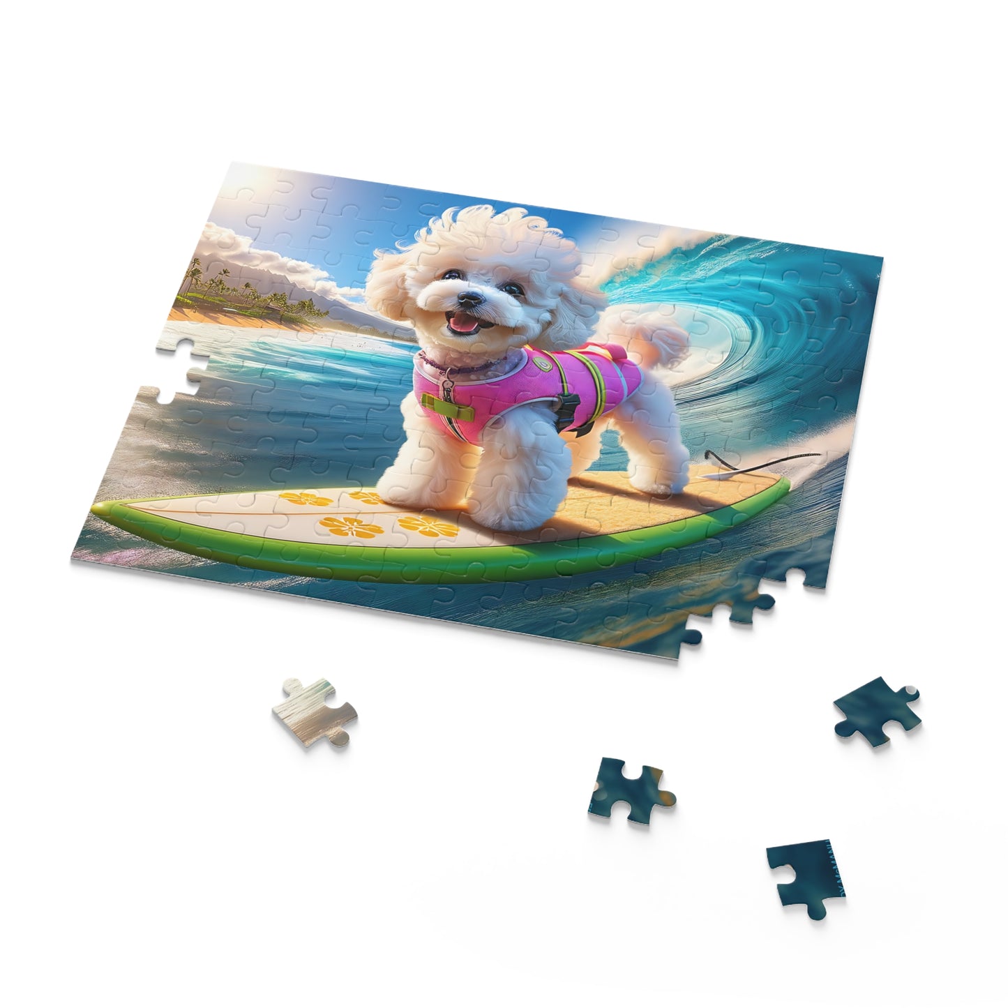 Surf Pups! Surfing Poodle Puppy Puzzle 8 - (120, 252, 500-Piece)