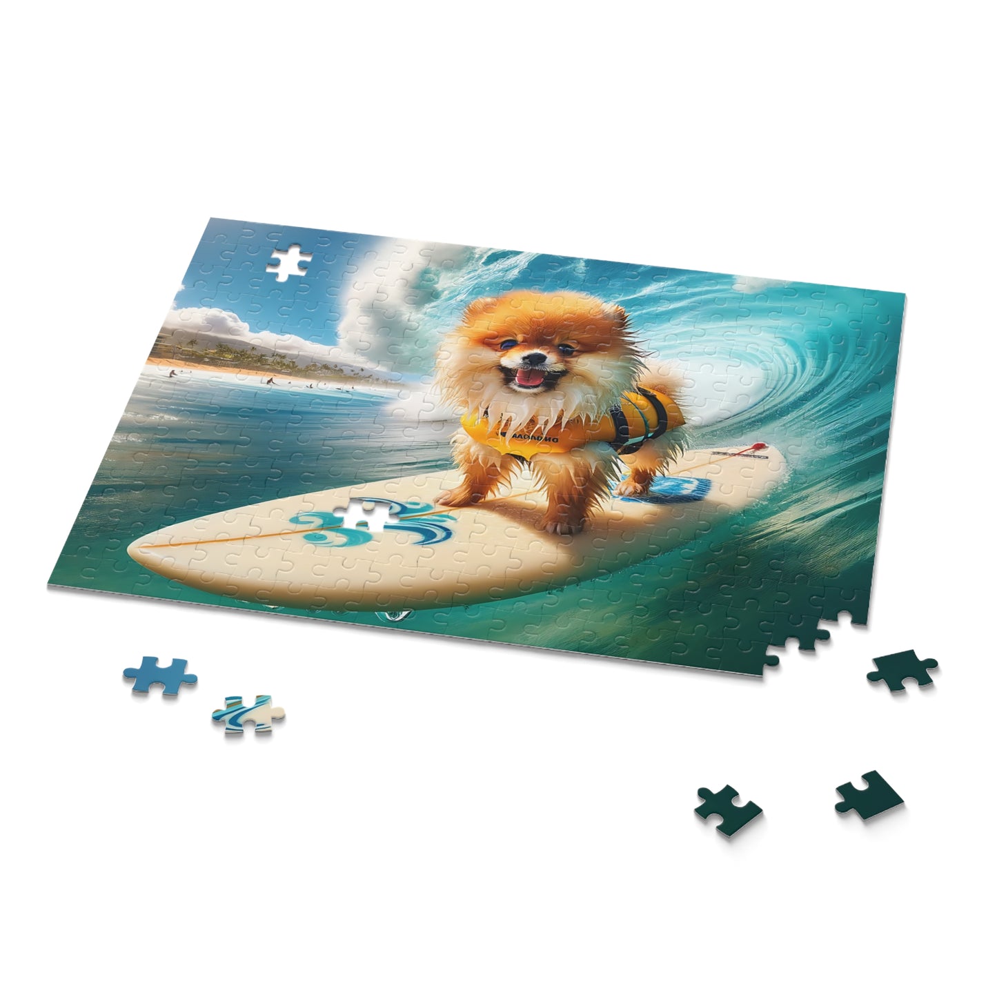 Surf Pups! Surfing Pomeranian Puppy Puzzle 8 - (120, 252, 500-Piece)