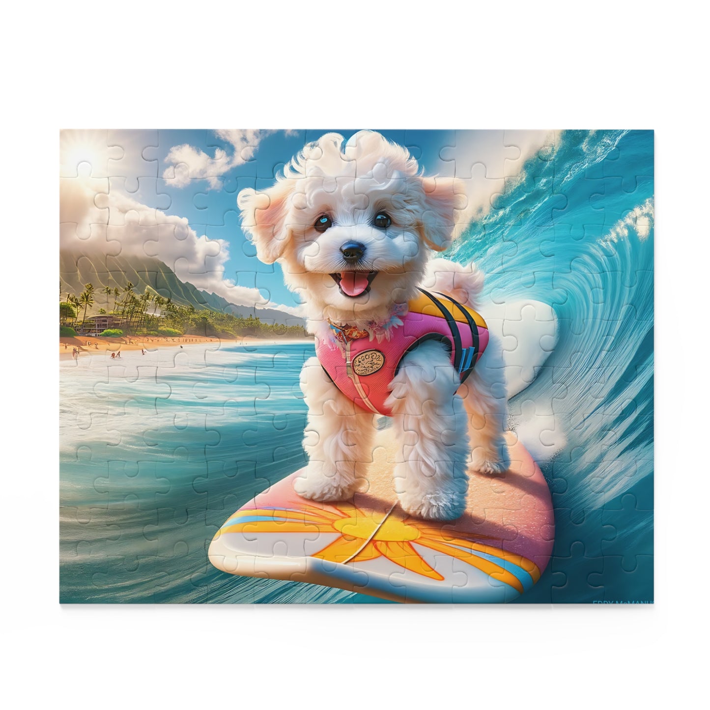 Surf Pups! Surfing Poodle Puppy Puzzle 4 - (120, 252, 500-Piece)