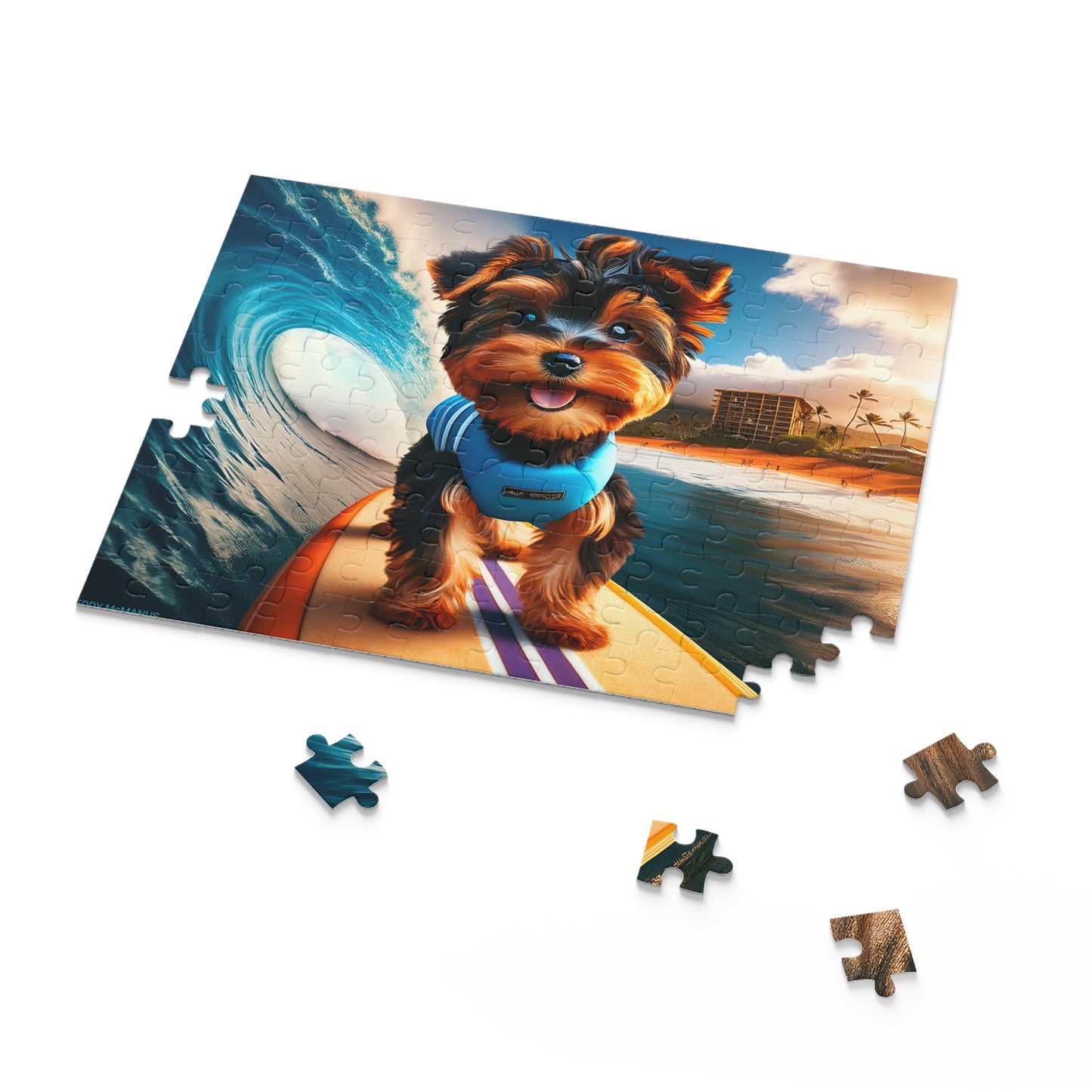 Surf Pups! Surfing Yorkie Puppy Puzzle 1 - (120, 252, 500-Piece)
