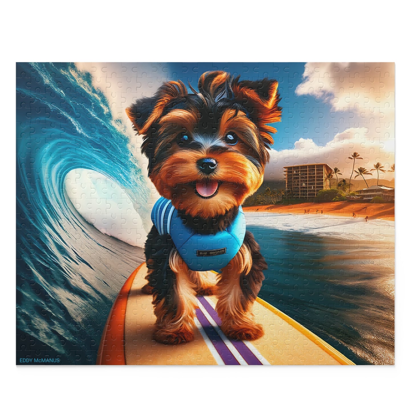 Surf Pups! Surfing Yorkie Puppy Puzzle 1 - (120, 252, 500-Piece)