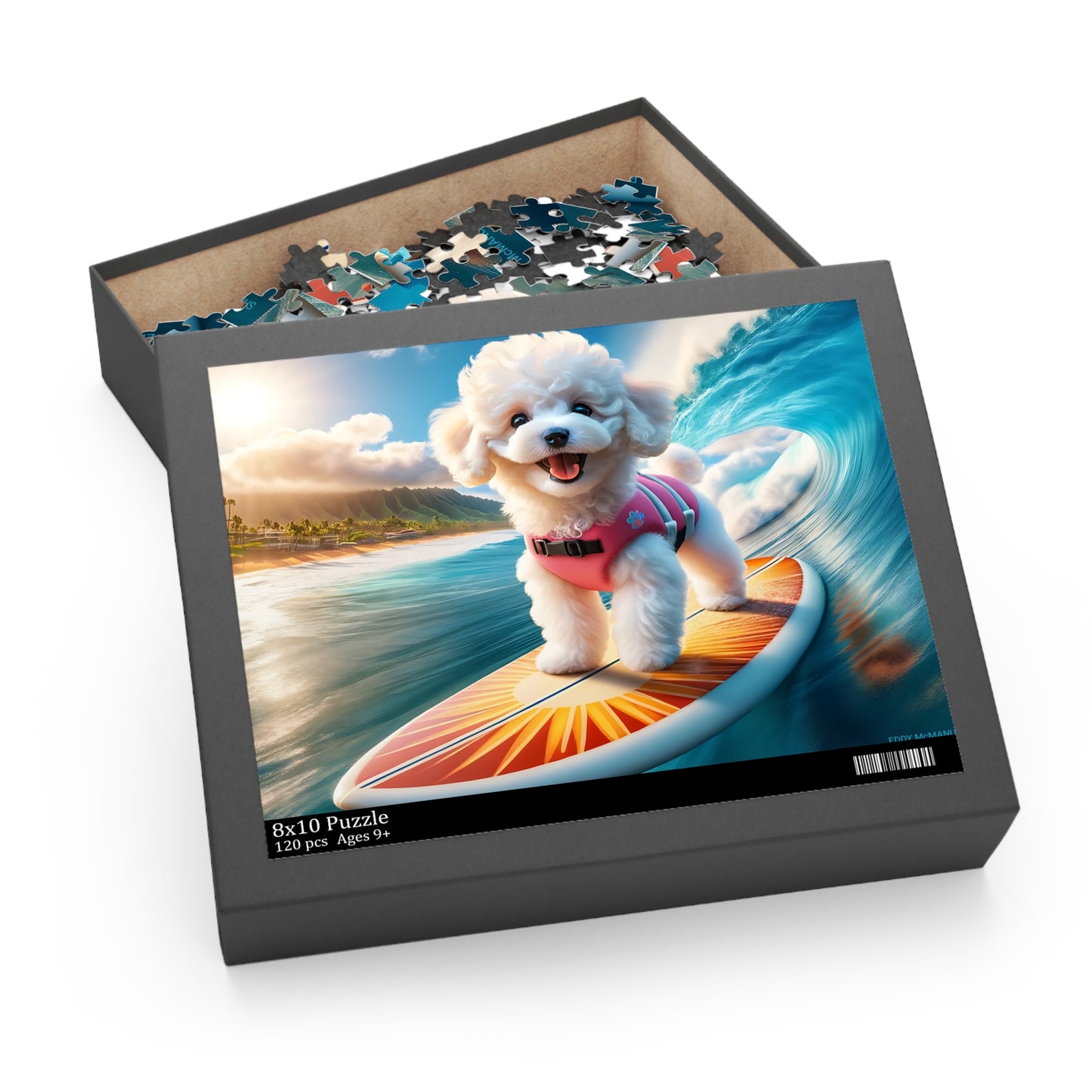 Surf Pups! Surfing Poodle Puppy Puzzle 3 - (120, 252, 500-Piece)