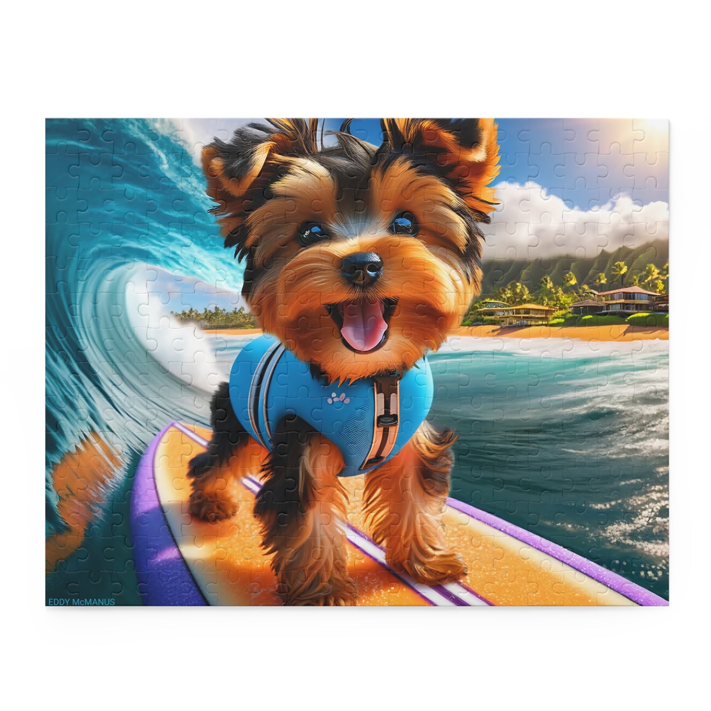 Surf Pups! Surfing Yorkie Puppy Puzzle 2 - (120, 252, 500-Piece)