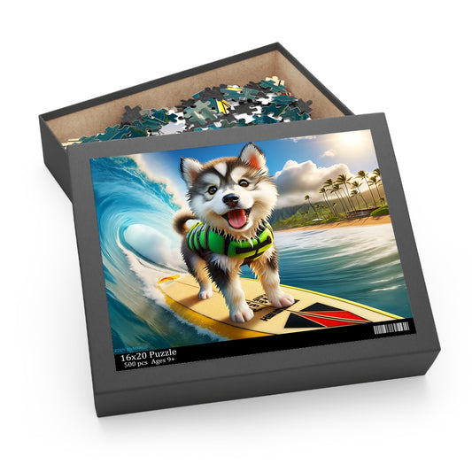 Surf Pups! Surfing Husky Puppy Puzzle 8 - (120, 252, 500-Piece)