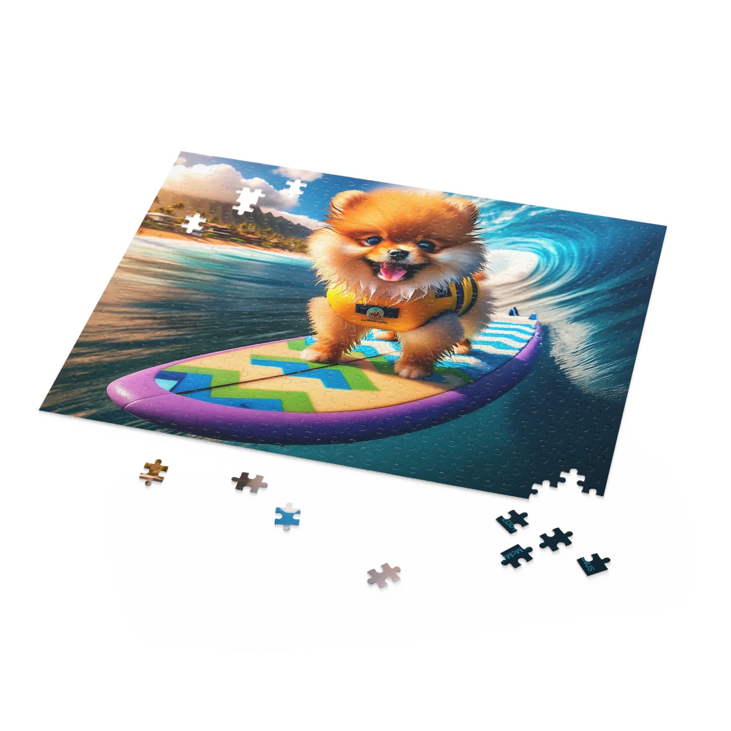 Surf Pups! Surfing Pomeranian Puppy Puzzle 7 - (120, 252, 500-Piece)