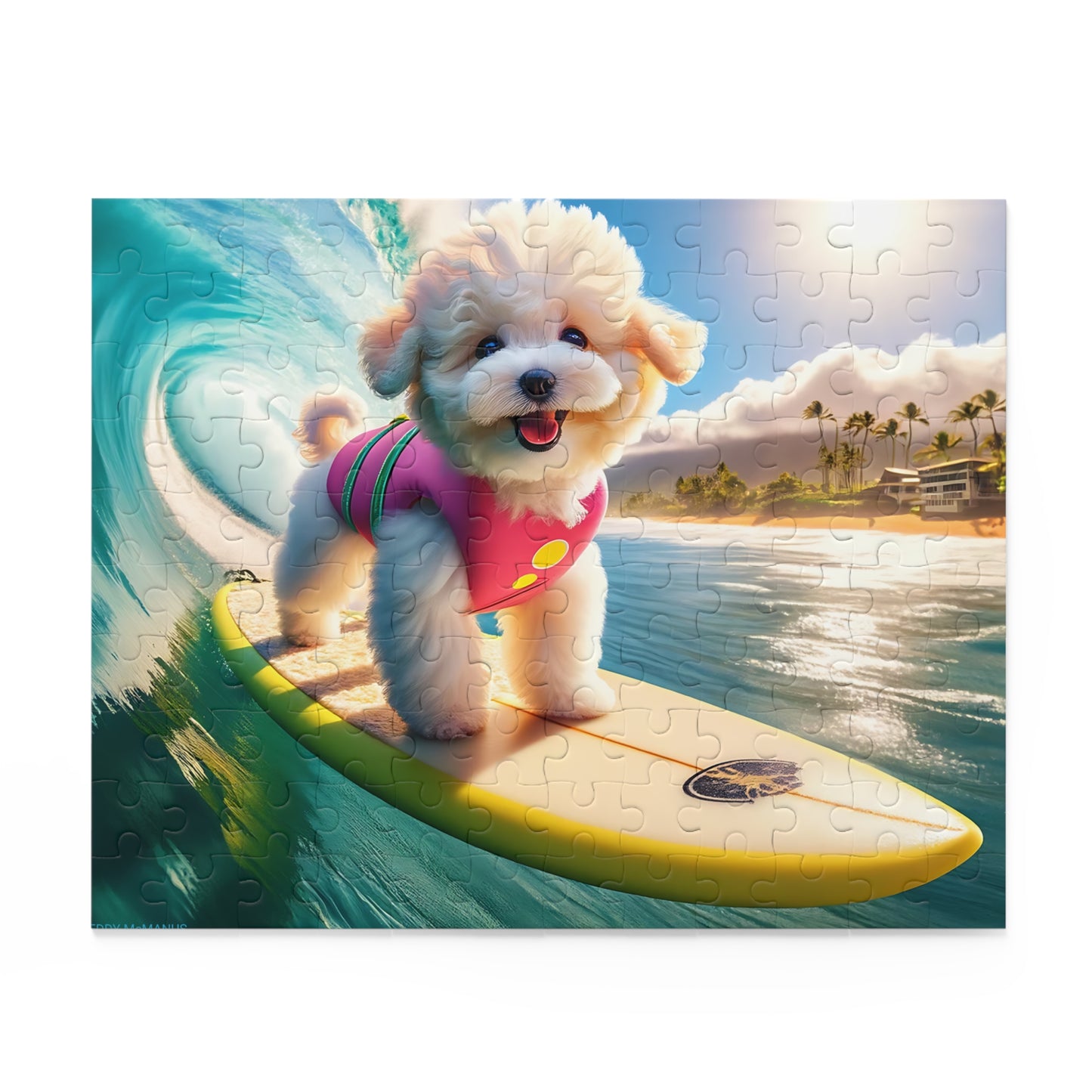 Surf Pups! Surfing Poodle Puppy Puzzle 12 - (120, 252, 500-Piece)