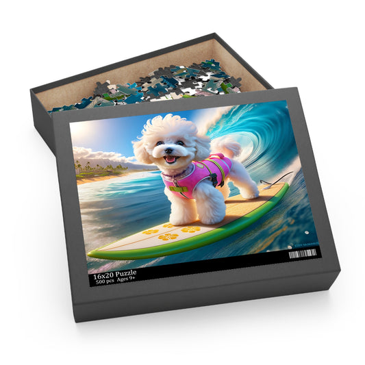 Surf Pups! Surfing Poodle Puppy Puzzle 8 - (120, 252, 500-Piece)