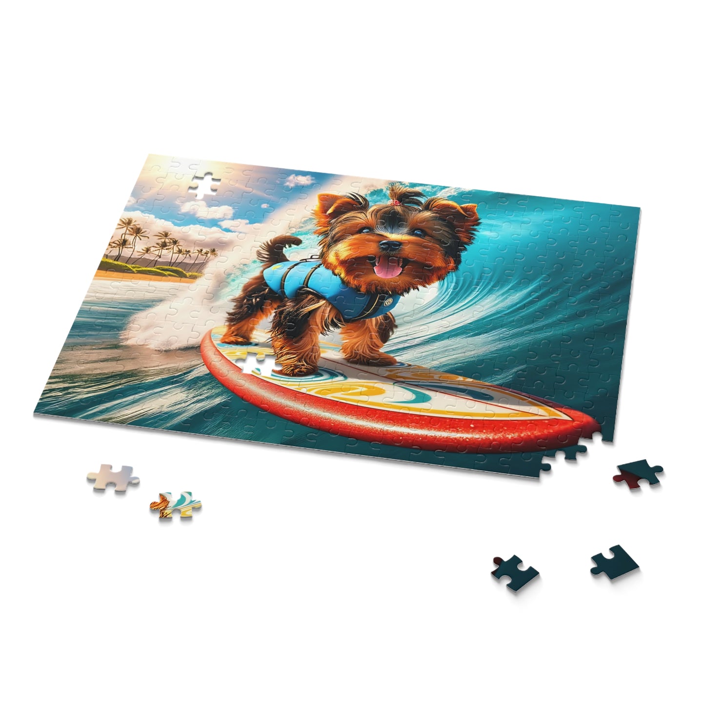 Surf Pups! Surfing Yorkie Puppy Puzzle 9 - (120, 252, 500-Piece)