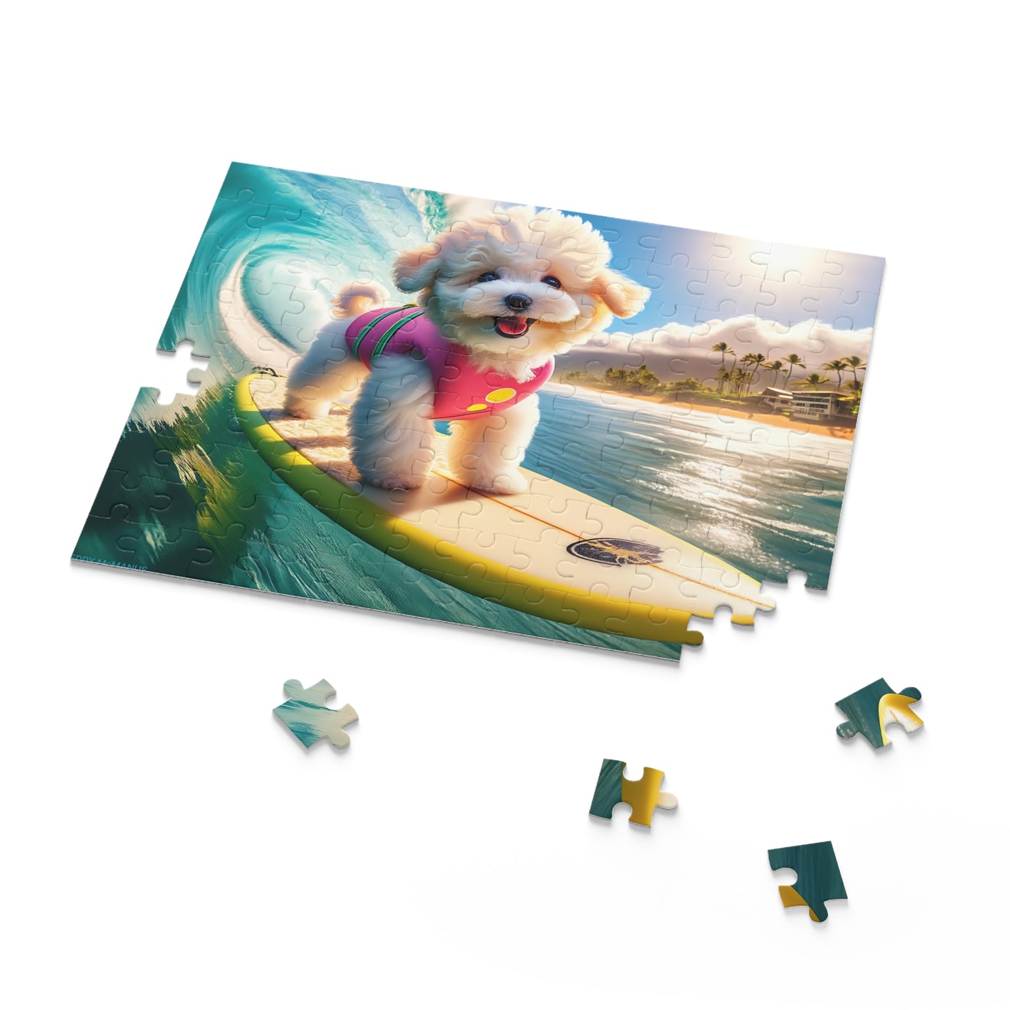 Surf Pups! Surfing Poodle Puppy Puzzle 12 - (120, 252, 500-Piece)