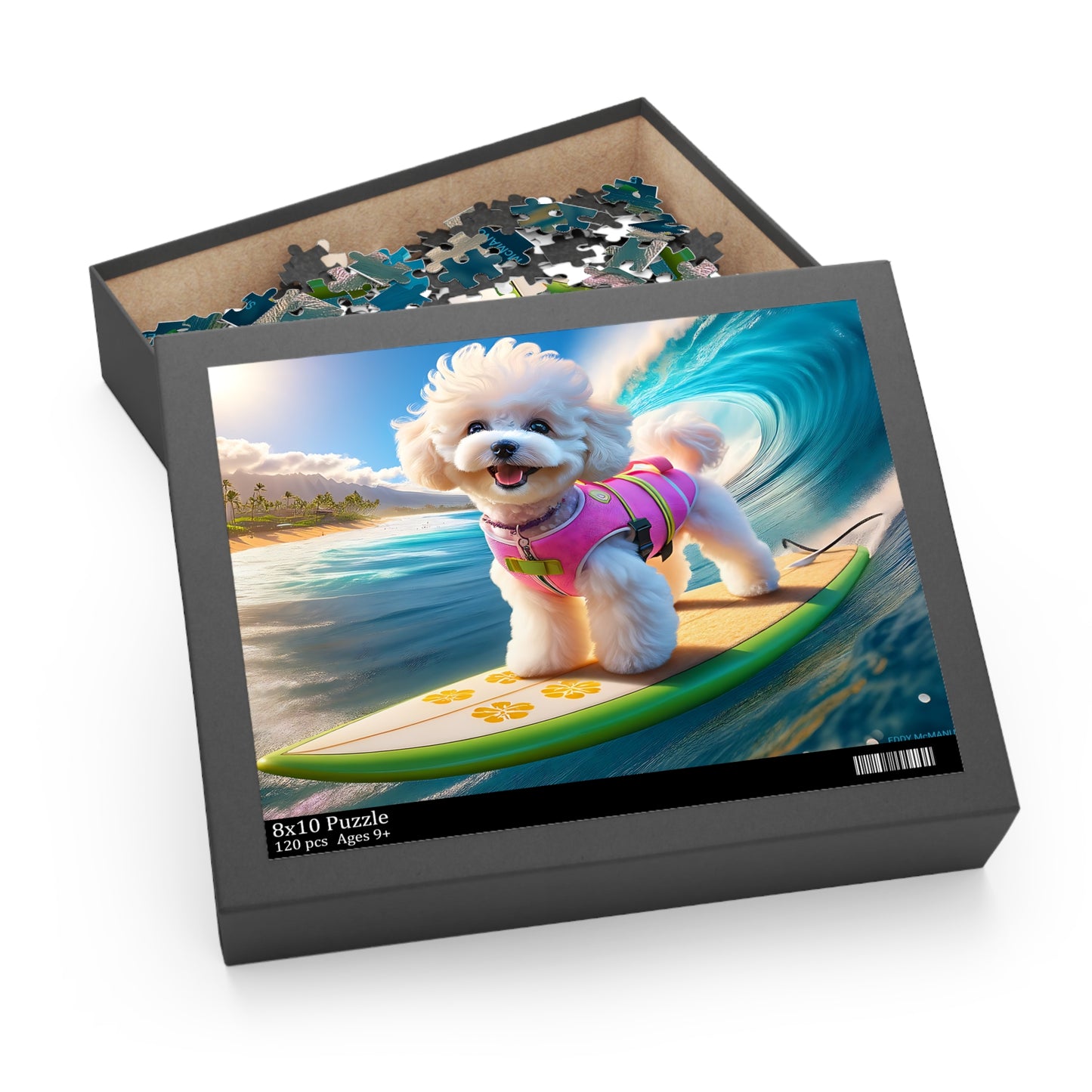 Surf Pups! Surfing Poodle Puppy Puzzle 8 - (120, 252, 500-Piece)