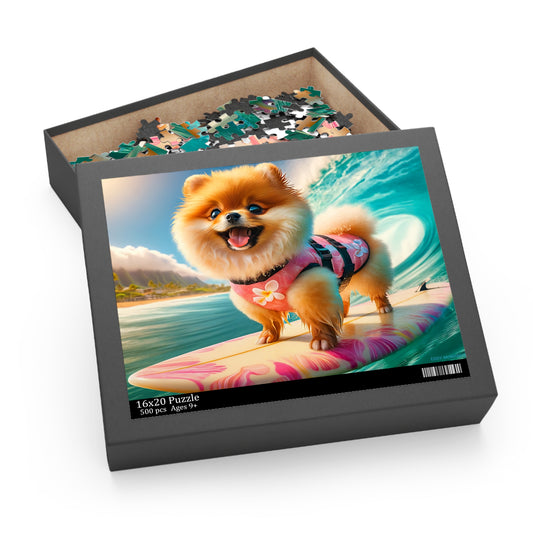 Surf Pups! Surfing Pomeranian Puppy Puzzle 11 - (120, 252, 500-Piece)