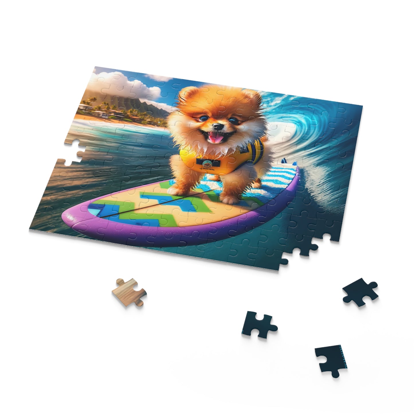 Surf Pups! Surfing Pomeranian Puppy Puzzle 7 - (120, 252, 500-Piece)