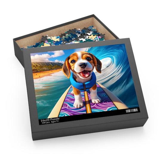 Surf Pups! Surfing Beagle Puppy Puzzle 8 (120, 252, 500-Piece)