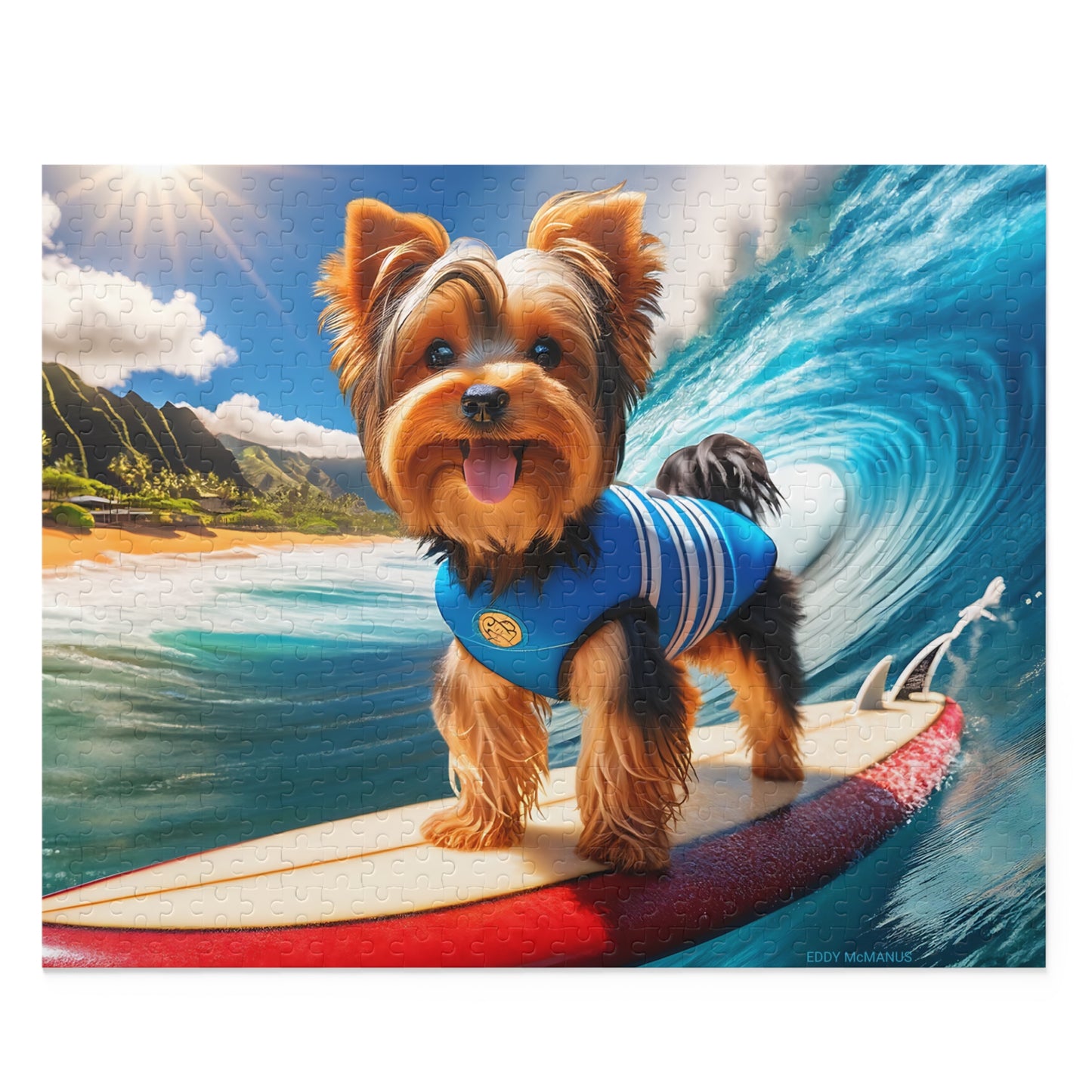 Surf Pups! Surfing Yorkie Puppy Puzzle 8 - (120, 252, 500-Piece)