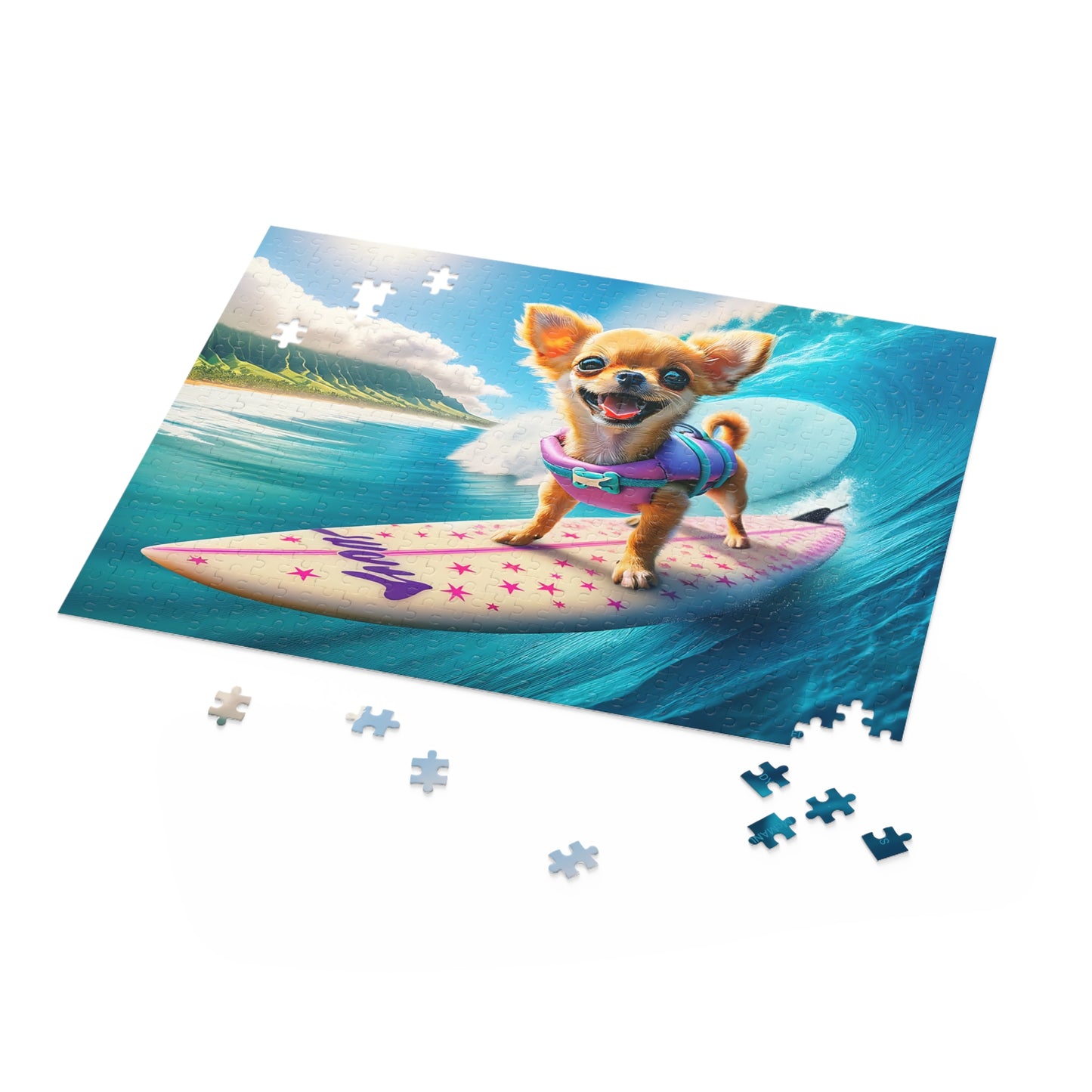 Surf Pups! Surfing Chihuahua Puppy Puzzle 9 - (120, 252, 500-Piece)