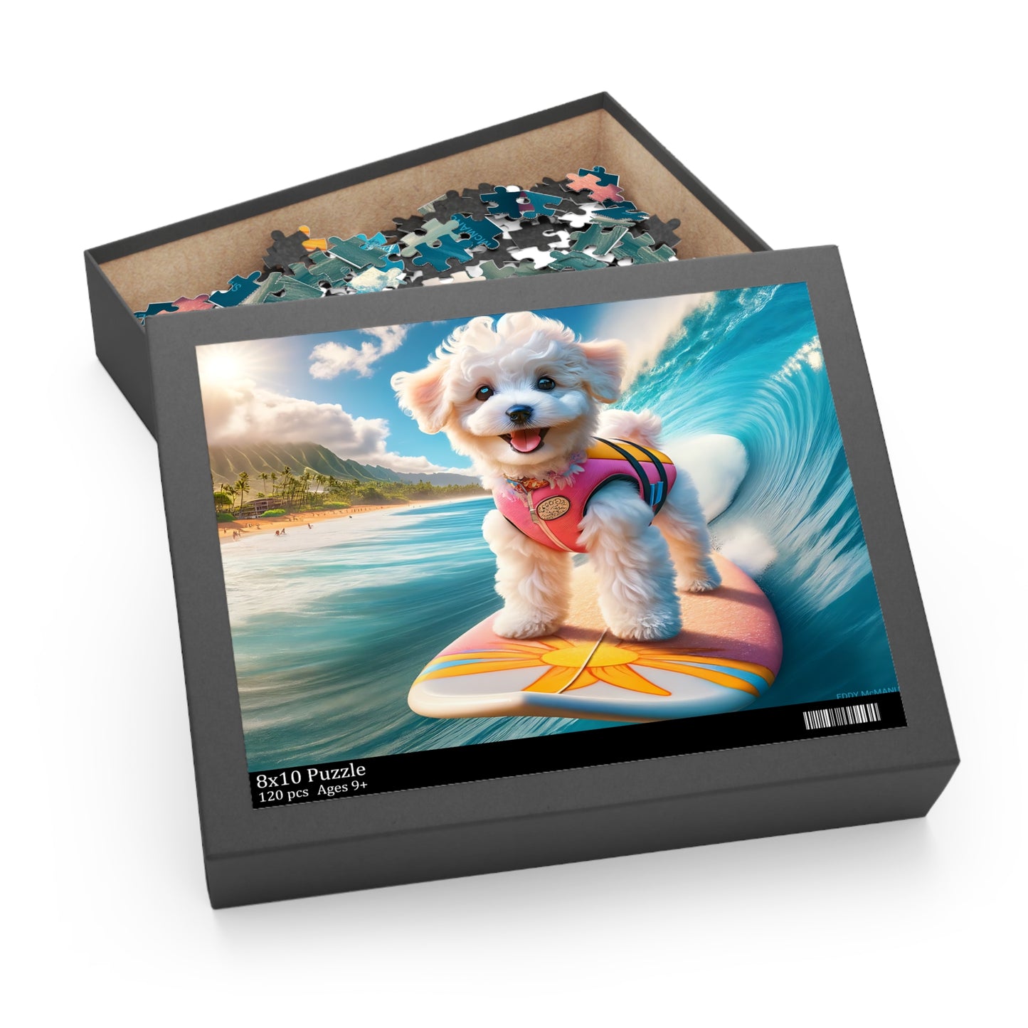 Surf Pups! Surfing Poodle Puppy Puzzle 4 - (120, 252, 500-Piece)