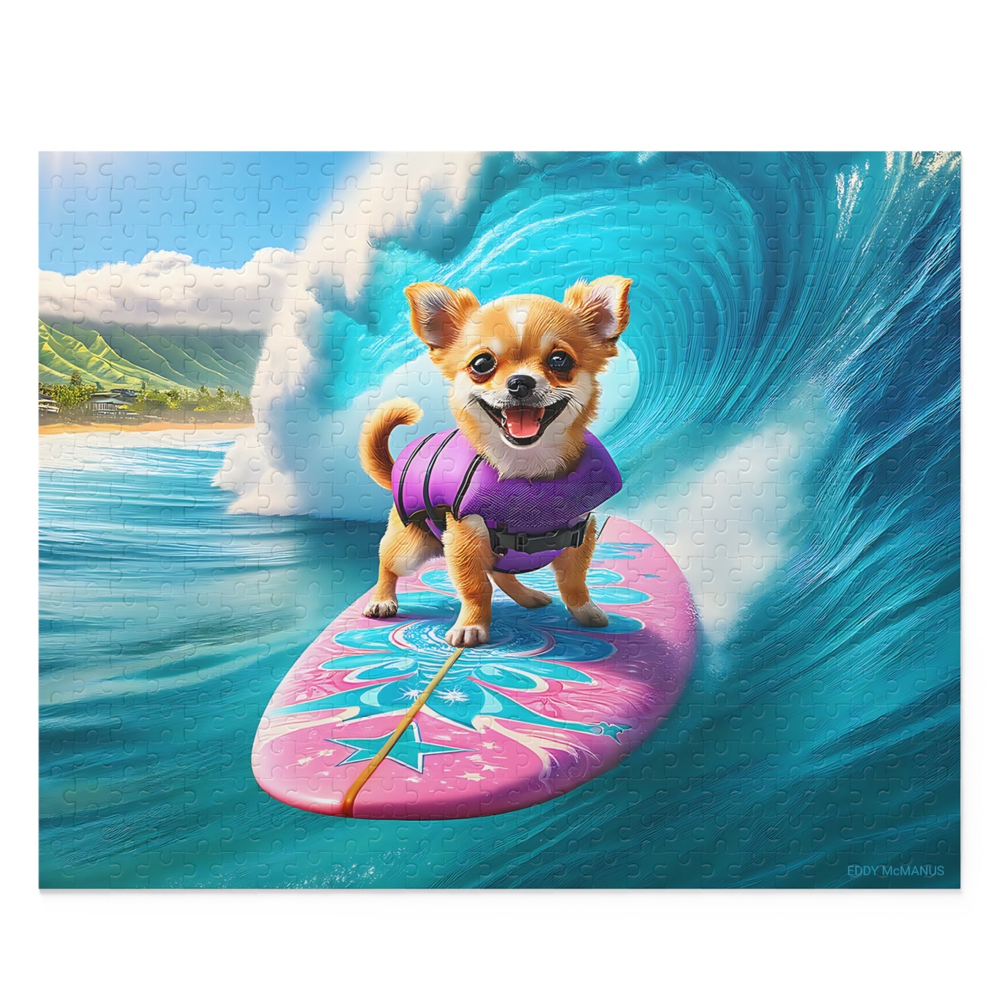 Surf Pups! Surfing Chihuahua Puppy Puzzle 10 - (120, 252, 500-Piece)