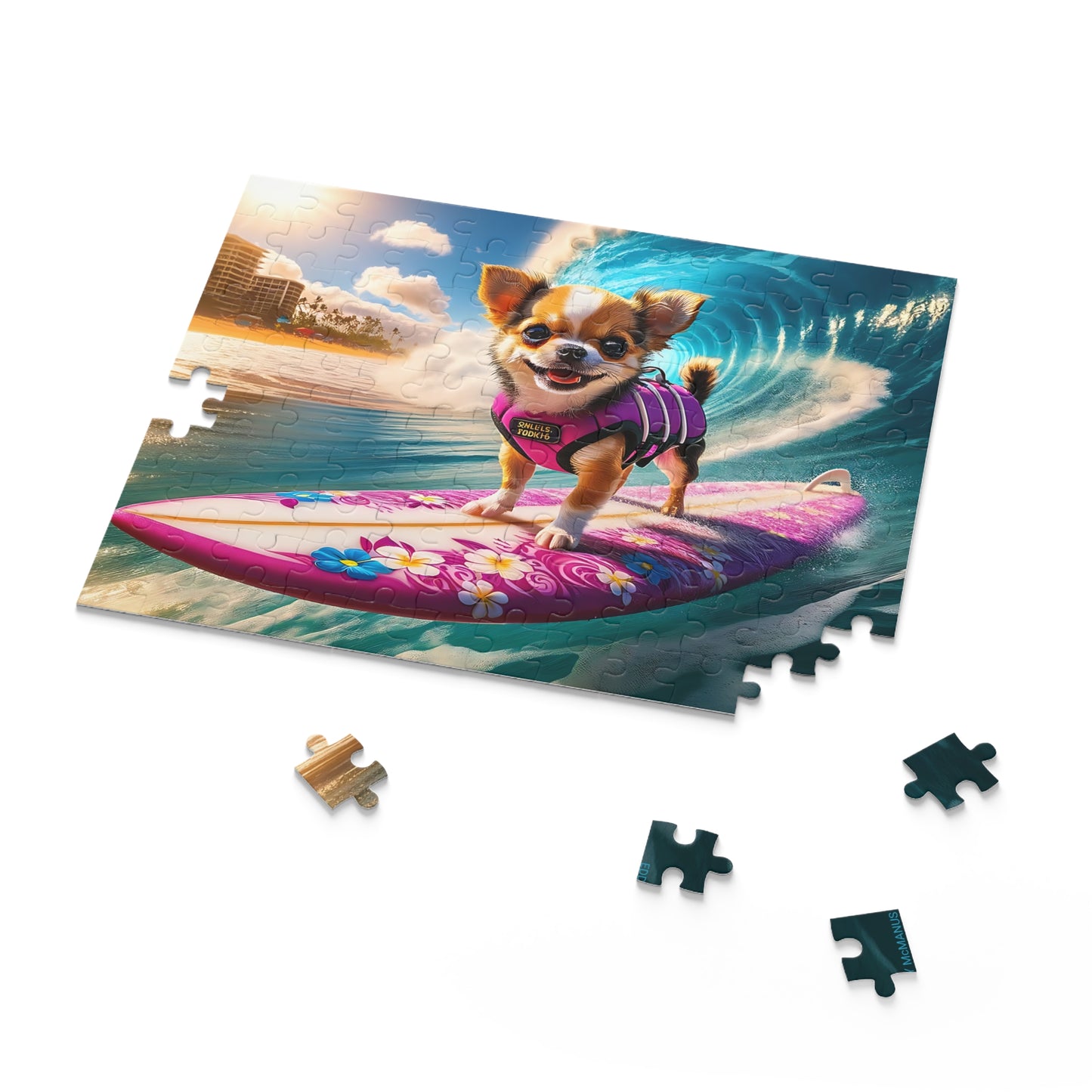 Surf Pups! Surfing Chihuahua Puppy Puzzle 8 - (120, 252, 500-Piece)
