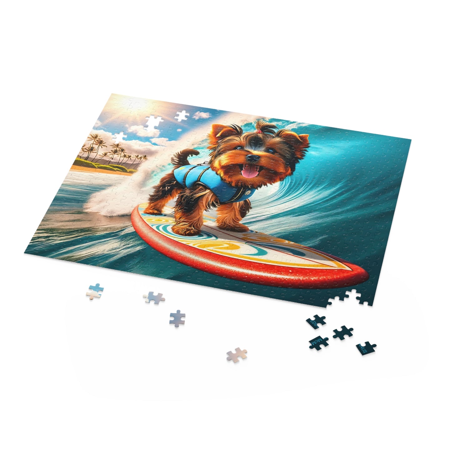 Surf Pups! Surfing Yorkie Puppy Puzzle 9 - (120, 252, 500-Piece)