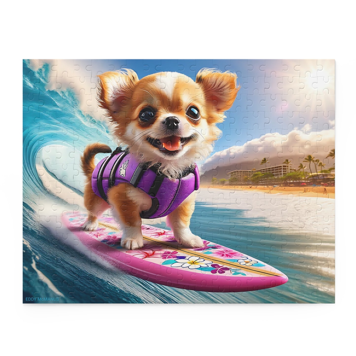 Surf Pups! Surfing Chihuahua Puppy Puzzle 7 - (120, 252, 500-Piece)