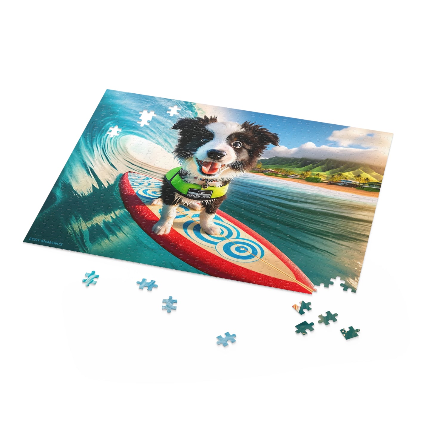 Surf Pups! Surfing Border Collie Puppy Puzzle 6 - (120, 252, 500-Piece)