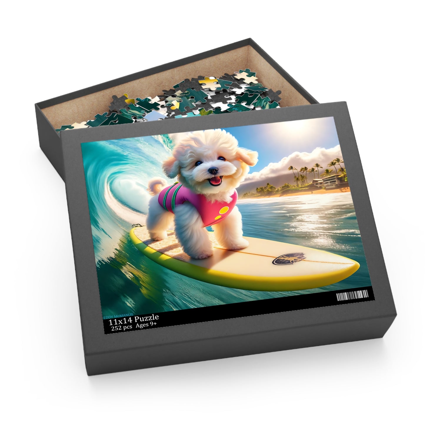 Surf Pups! Surfing Poodle Puppy Puzzle 12 - (120, 252, 500-Piece)