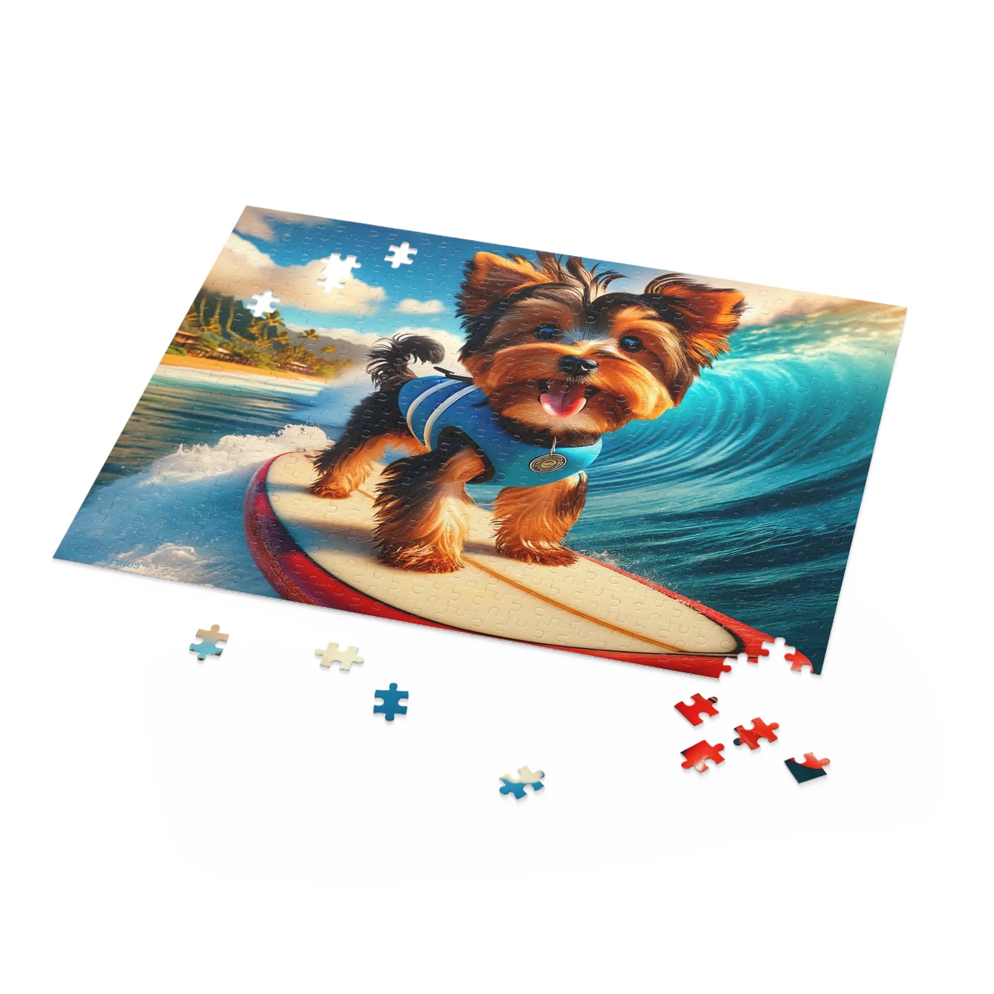 Surf Pups! Surfing Yorkie Puppy Puzzle 3 - (120, 252, 500-Piece)