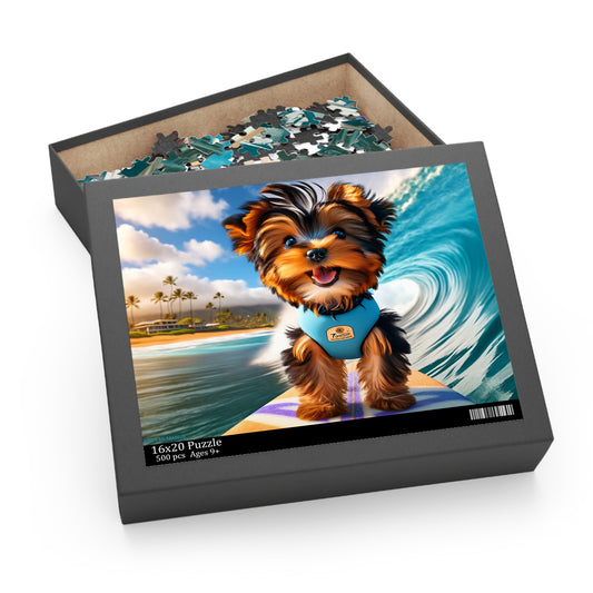 Surf Pups! Surfing Yorkie Puppy Puzzle 5 - (120, 252, 500-Piece)