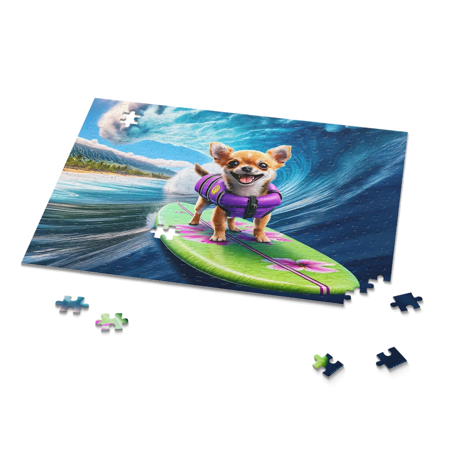 Surf Pups! Surfing Chihuahua Puppy Puzzle 2 - (120, 252, 500-Piece)