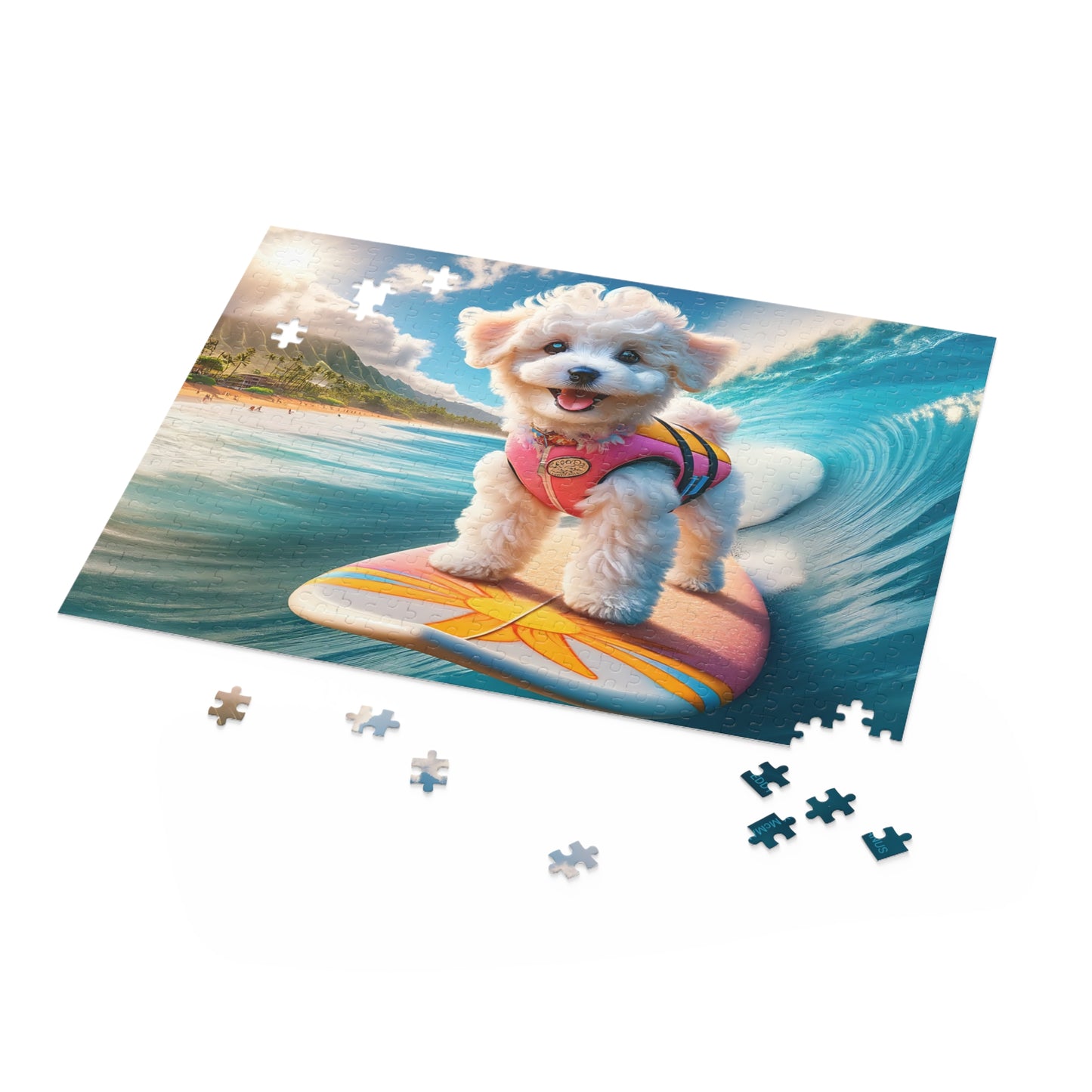 Surf Pups! Surfing Poodle Puppy Puzzle 4 - (120, 252, 500-Piece)