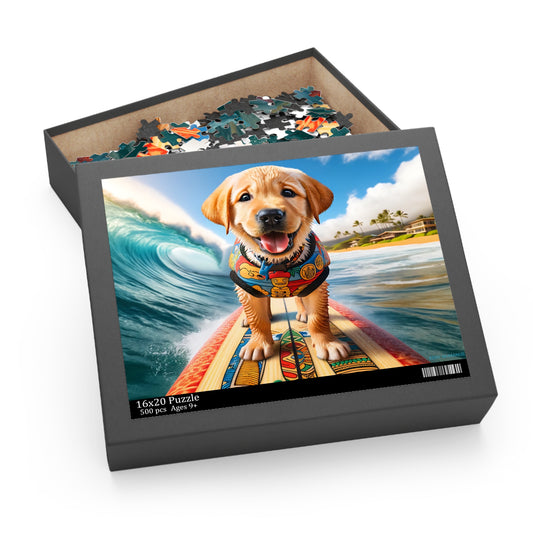 Surf Pups! Surfing Labrador Puppy Puzzle 4 - (120, 252, 500-Piece)