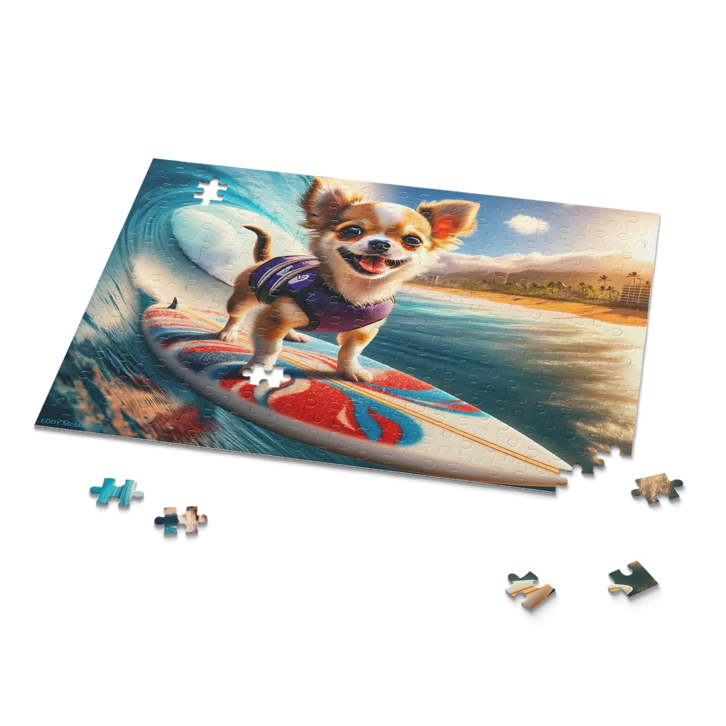Surf Pups! Surfing Chihuahua Puppy Puzzle 4 - (120, 252, 500-Piece)
