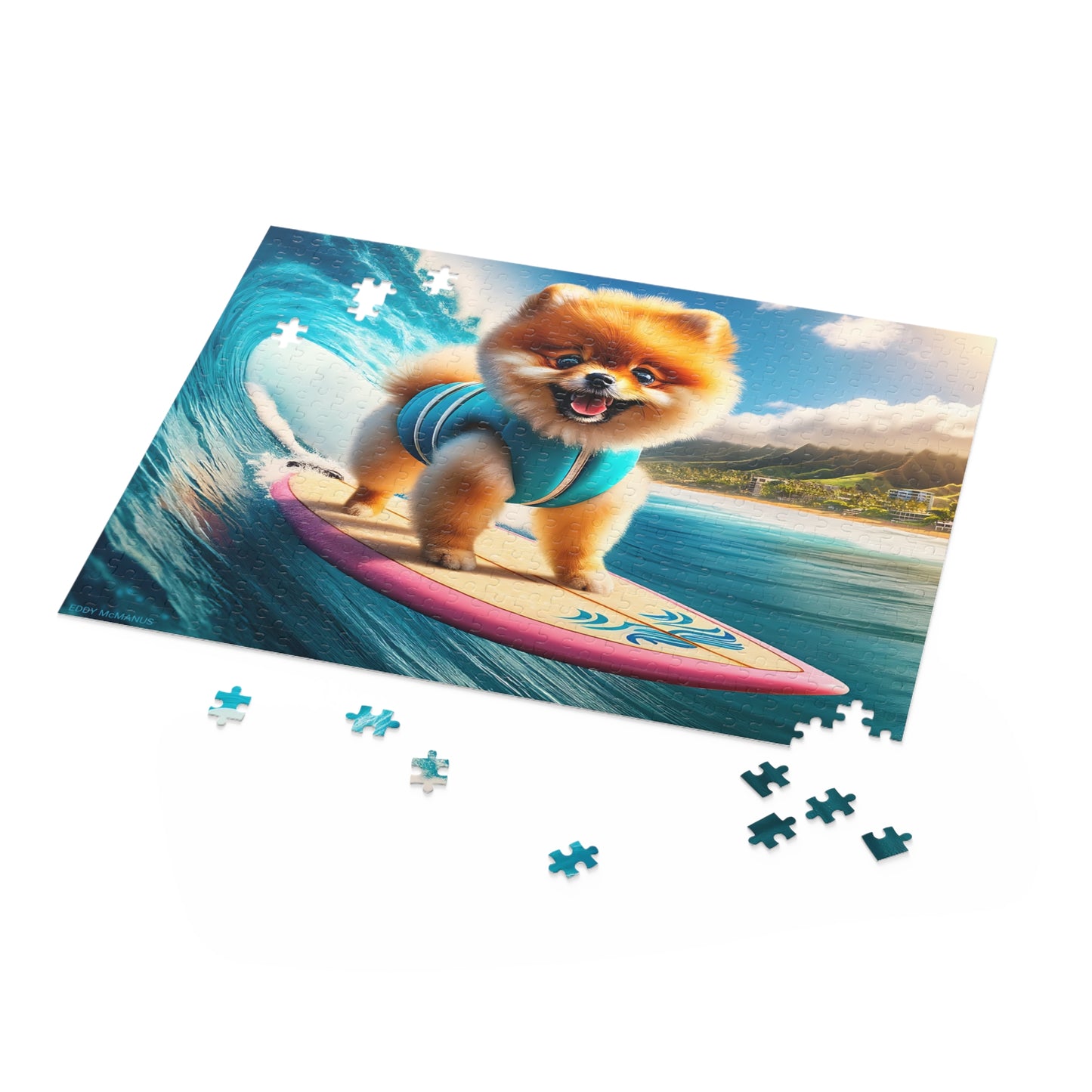 Surf Pups! Surfing Pomeranian Puppy Puzzle 4 - (120, 252, 500-Piece)