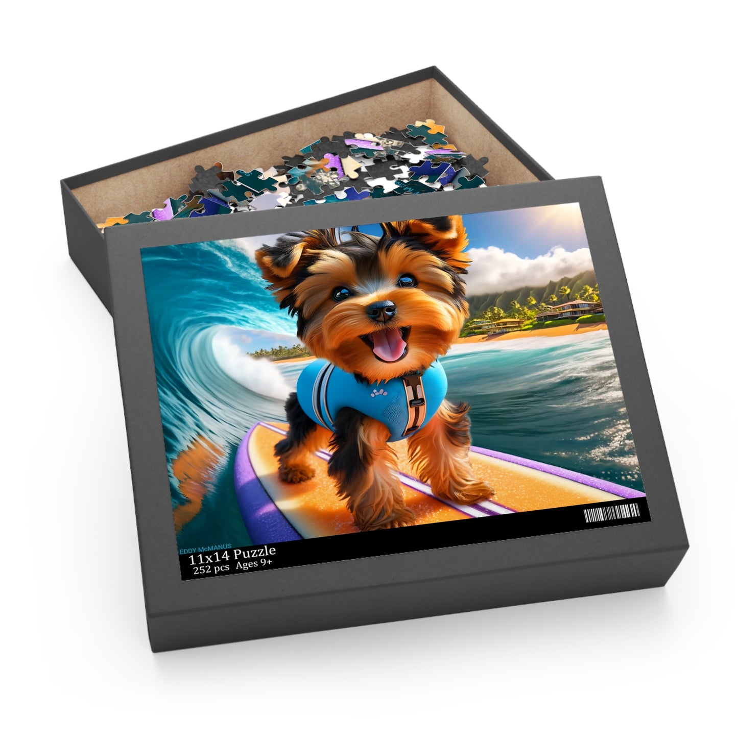 Surf Pups! Surfing Yorkie Puppy Puzzle 2 - (120, 252, 500-Piece)