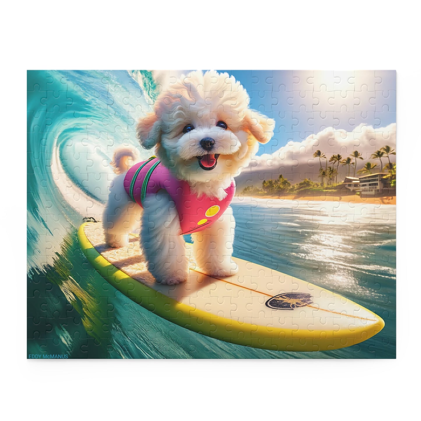 Surf Pups! Surfing Poodle Puppy Puzzle 12 - (120, 252, 500-Piece)