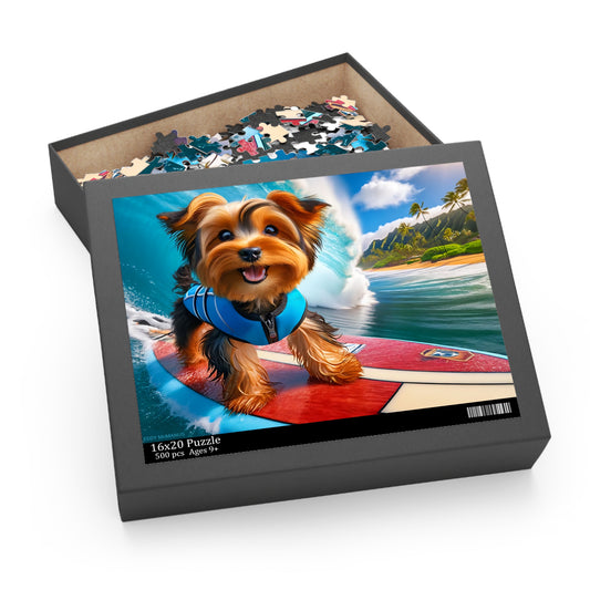 Surf Pups! Surfing Yorkie Puppy Puzzle 7 - (120, 252, 500-Piece)