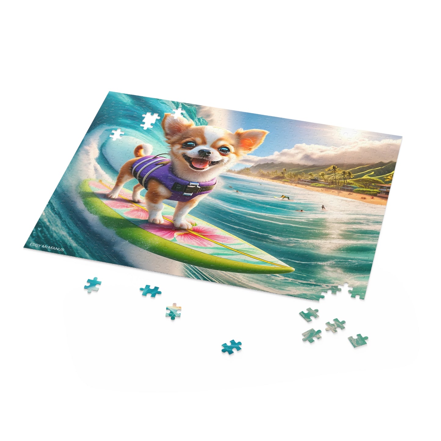 Surf Pups! Surfing Chihuahua Puppy Puzzle 11 - (120, 252, 500-Piece)