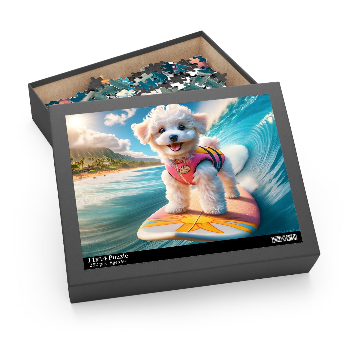 Surf Pups! Surfing Poodle Puppy Puzzle 4 - (120, 252, 500-Piece)
