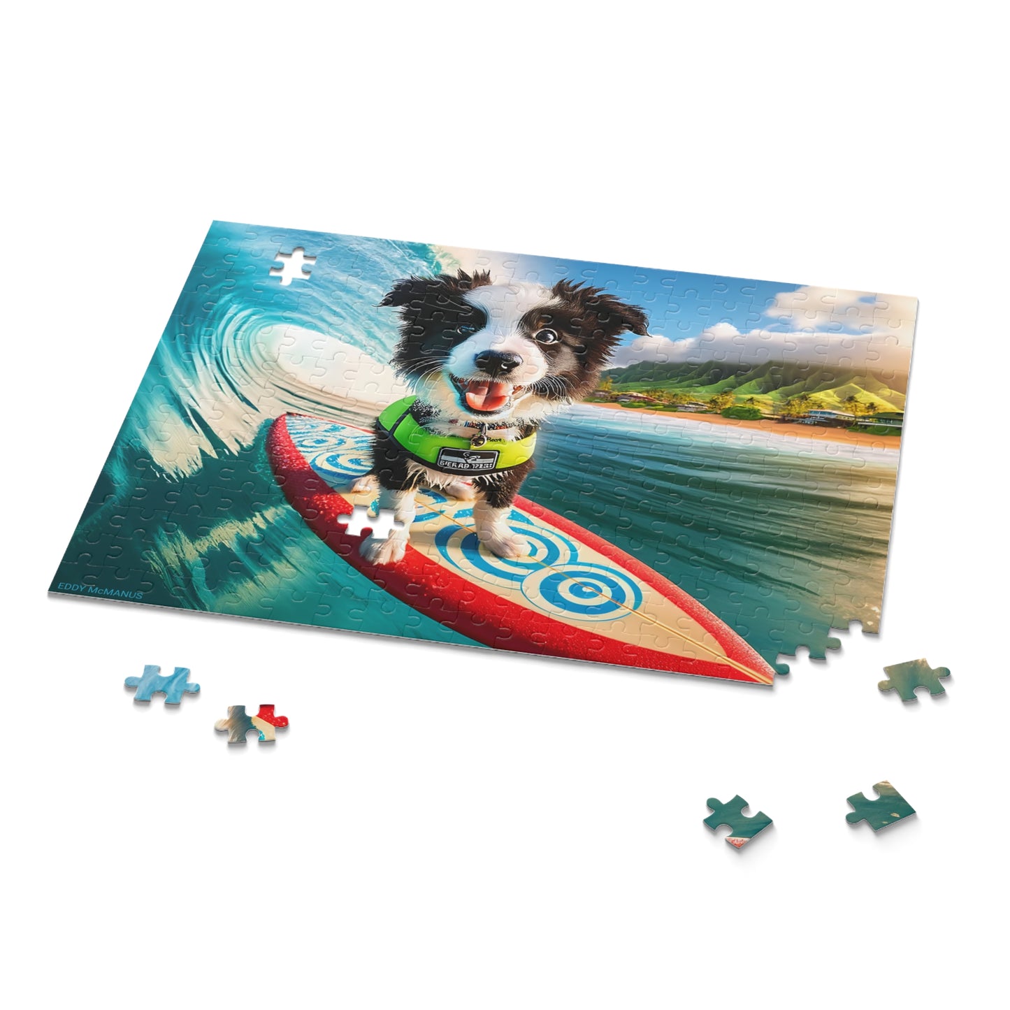Surf Pups! Surfing Border Collie Puppy Puzzle 6 - (120, 252, 500-Piece)