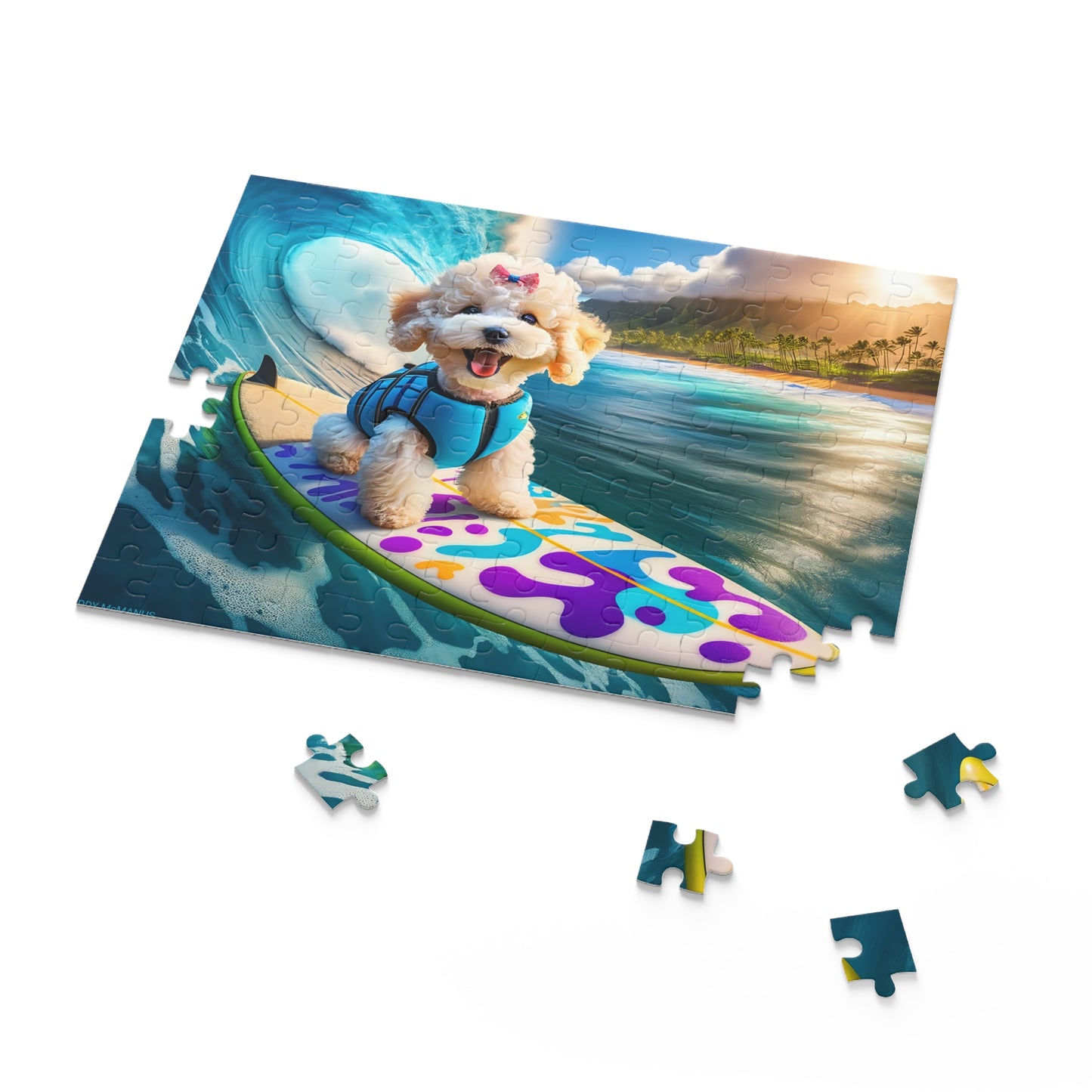 Surf Pups! Surfing Poodle Puppy Puzzle 2 - (120, 252, 500-Piece)