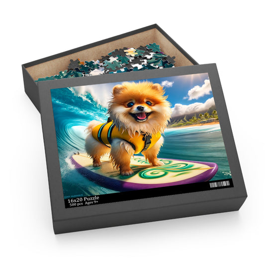 Surf Pups! Surfing Pomeranian Puppy Puzzle 6 - (120, 252, 500-Piece)