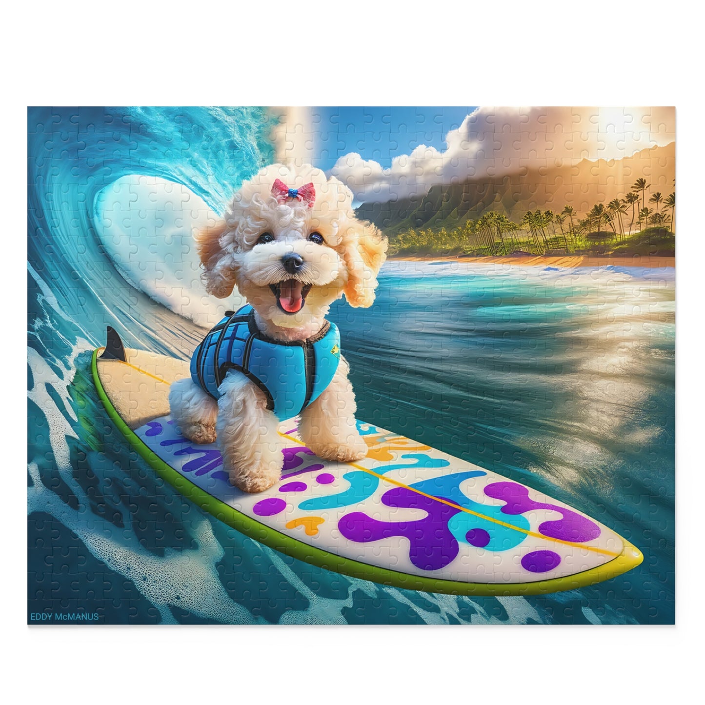 Surf Pups! Surfing Poodle Puppy Puzzle 2 - (120, 252, 500-Piece)