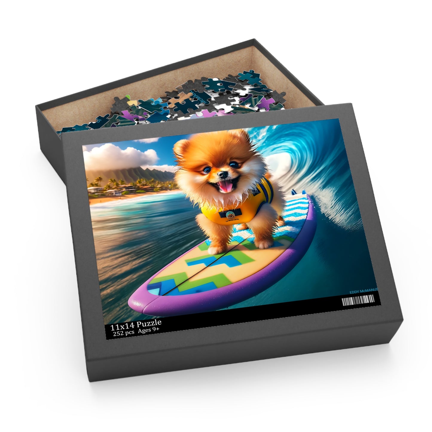 Surf Pups! Surfing Pomeranian Puppy Puzzle 7 - (120, 252, 500-Piece)