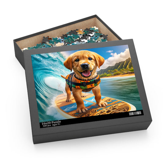 Surf Pups! Surfing Labrador Puppy Puzzle 1 - (120, 252, 500-Piece)
