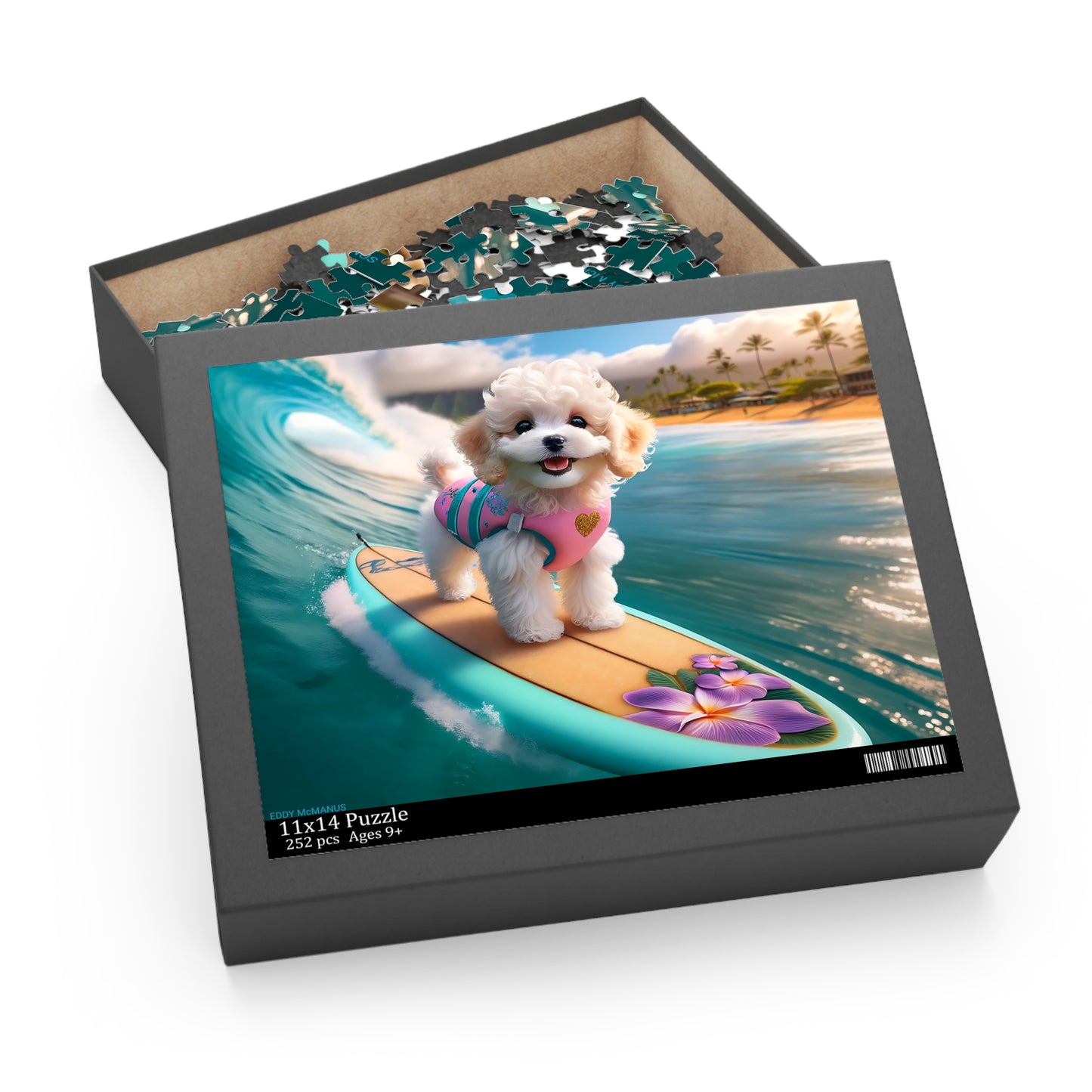 Surf Pups! Surfing Poodle Puppy Puzzle 7 - (120, 252, 500-Piece)
