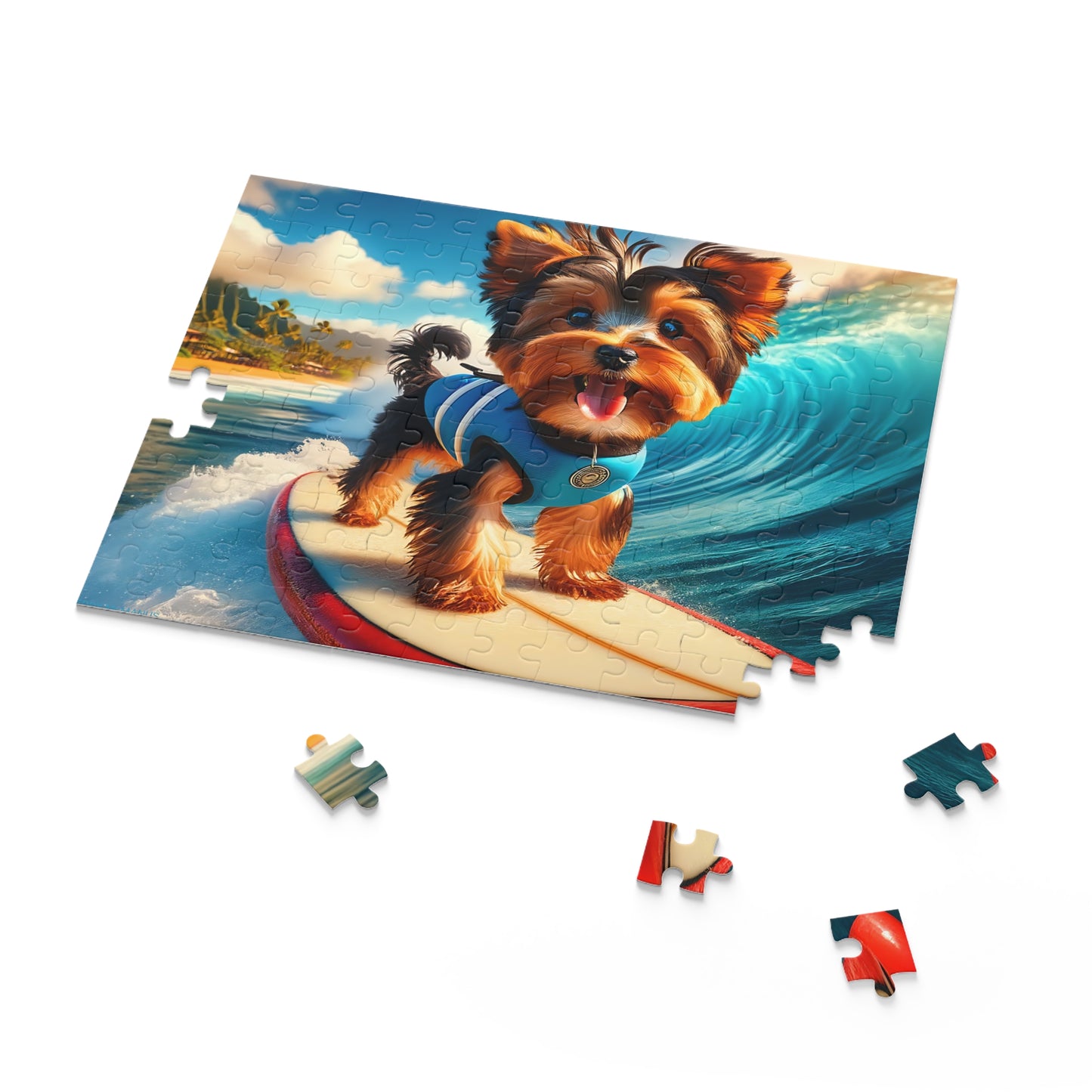 Surf Pups! Surfing Yorkie Puppy Puzzle 3 - (120, 252, 500-Piece)