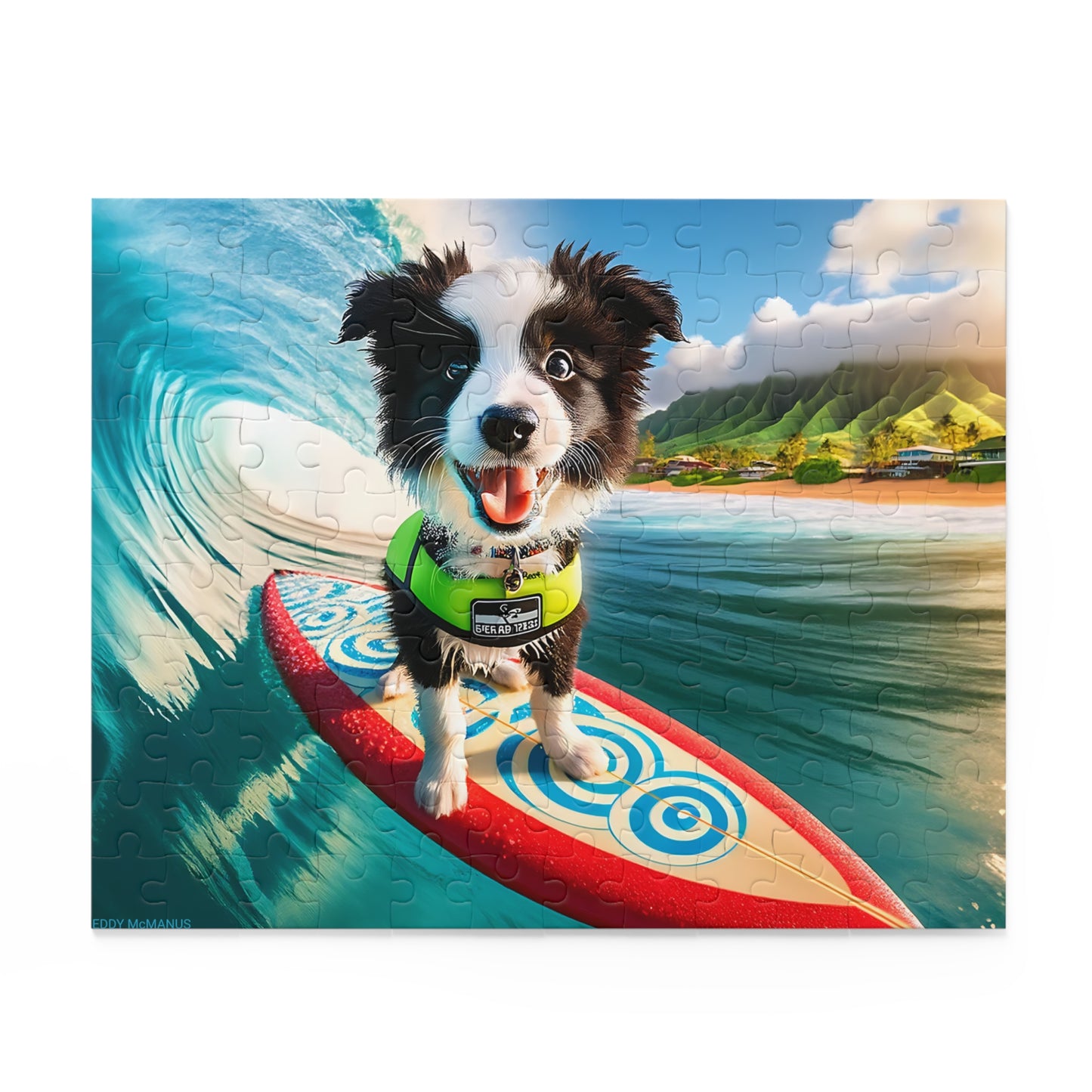 Surf Pups! Surfing Border Collie Puppy Puzzle 6 - (120, 252, 500-Piece)
